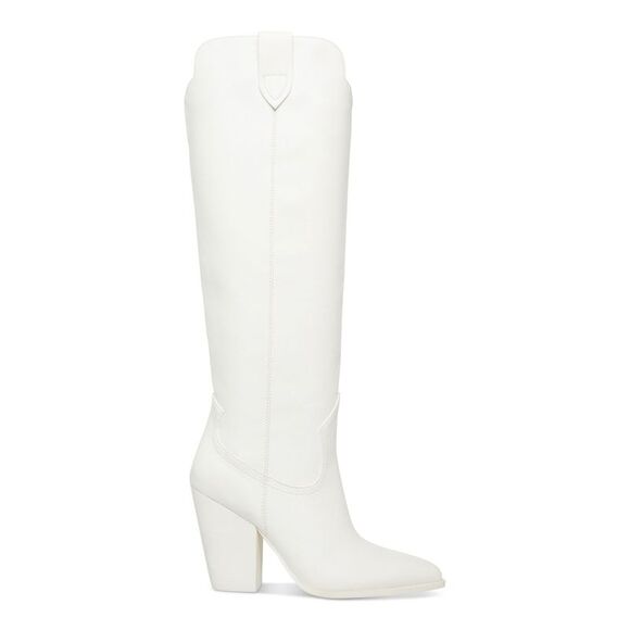 STEVE MADDEN Womens White Tonal Pull Tabs Tessy Leather Western Boot 5.5 M - Picture 3 of 4